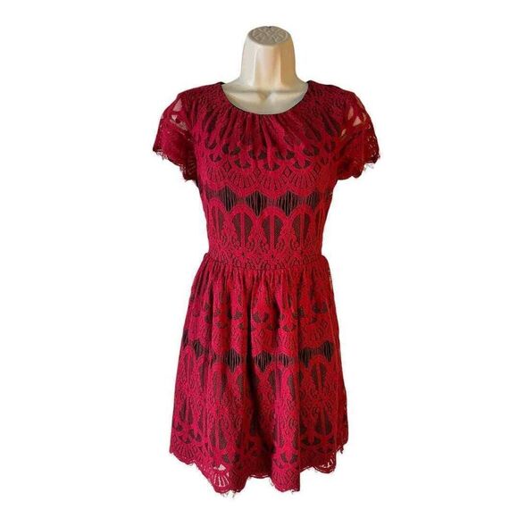 Altar'd State Burgundy‎ Lace Dress XS - Picture 1 of 11